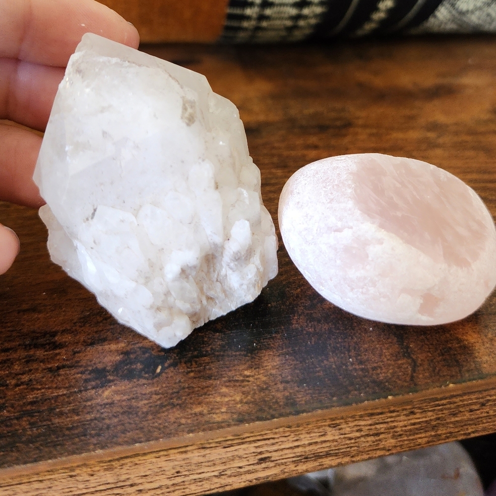 Candle quartz and Rose quartz Duo